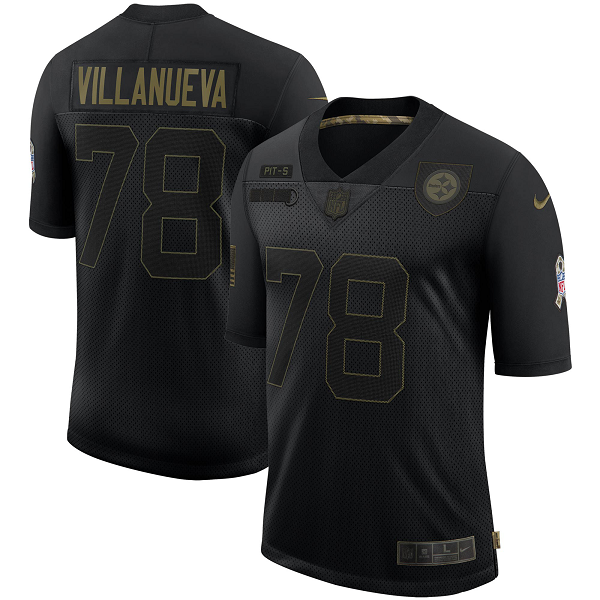 Men's Pittsburgh Steelers Alejandro Villanueva Nike Black 2020 Salute To Service Limited Jersey