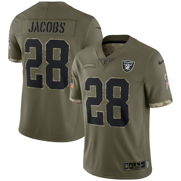 Men's Las Vegas Raiders #28 Josh Jacobs Nike Olive 2022 Salute To Service Limited Jersey