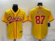 Men's Kansas City Chiefs #87 Travis Kelce Yellow Stitched Baseball Cool Base Jersey