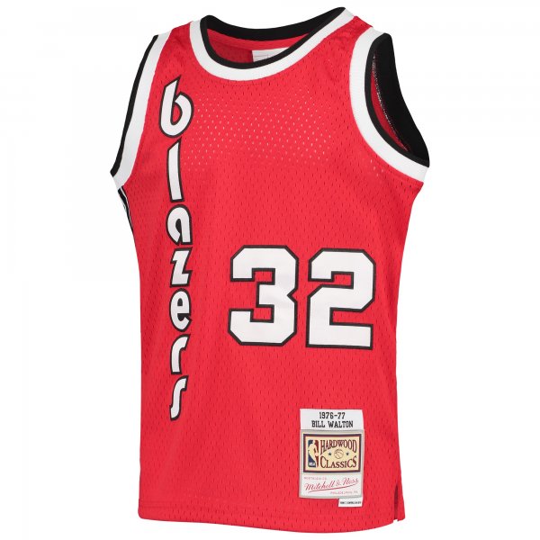 Youth Portland Trail Blazers Bill Walton Mitchell & Ness Black 1976/77 Hardwood Classics Swingman Jersey