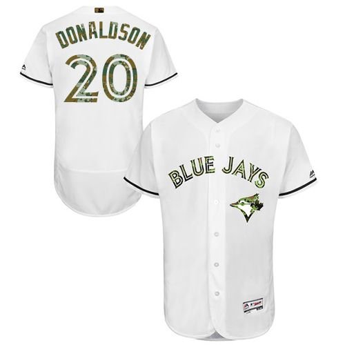 Toronto Blue Jays #20 Josh Donaldson White Flexbase Collection 2016 Memorial Day Stitched MLB Jersey