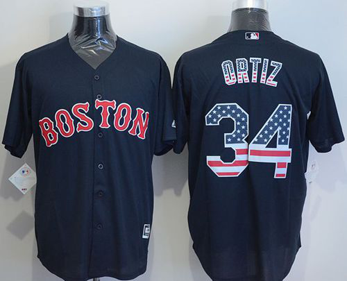 Boston Red Sox #34 David Ortiz Navy Blue USA Flag Fashion Stitched MLB Jersey