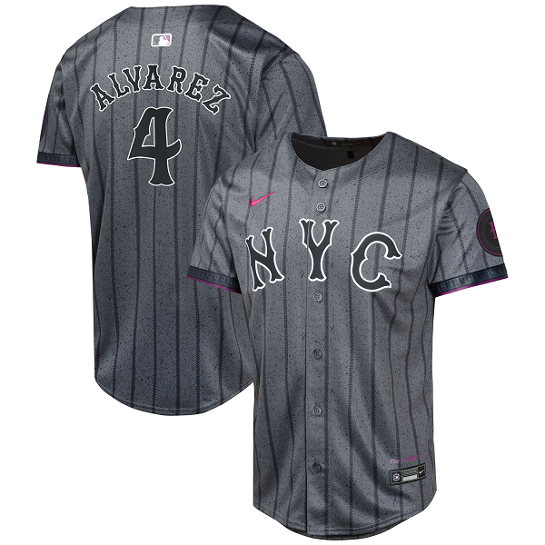 Youth New York Mets #4 Francisco Alvarez Nike Graphite 2024 City Connect Limited Player Jersey