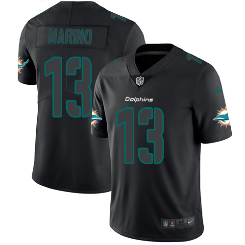 Nike Miami Dolphins #13 Dan Marino Black Men's Stitched NFL Limited Rush Impact Jersey