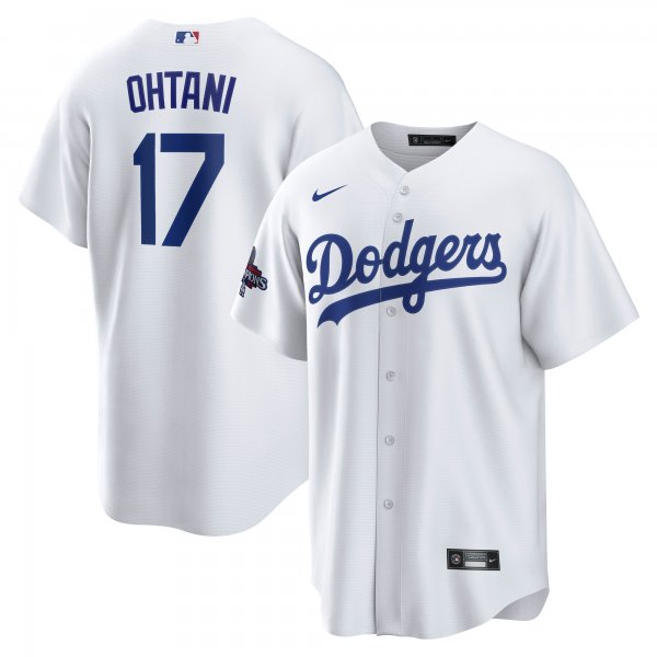 Men's #17 Los Angeles Dodgers Shohei Ohtani Nike White 2024 World Series Champions Player Jersey