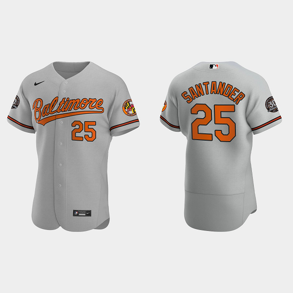 Men's Baltimore Orioles #25 Anthony Santander 30th Anniversary Gray Flex Base MLB Jersey