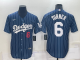 Men's Nike Los Angeles Dodgers #6 Trea Turner Blue Throwback MLB Cool Base Jersey