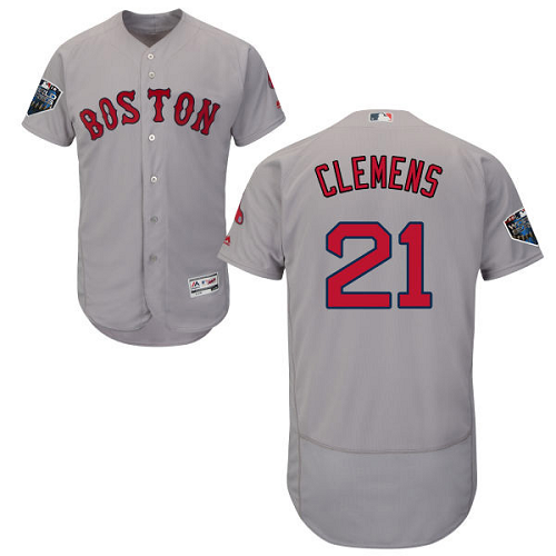 Boston Red Sox #21 Roger Clemens Grey Flexbase Collection 2018 World Series Stitched MLB Jersey