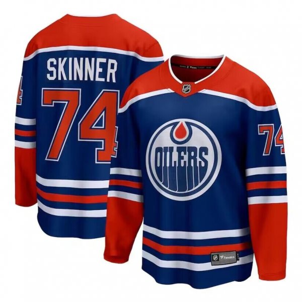 Men's Edmonton Oilers #74 Stuart Skinner Royal Home Breakaway Jersey