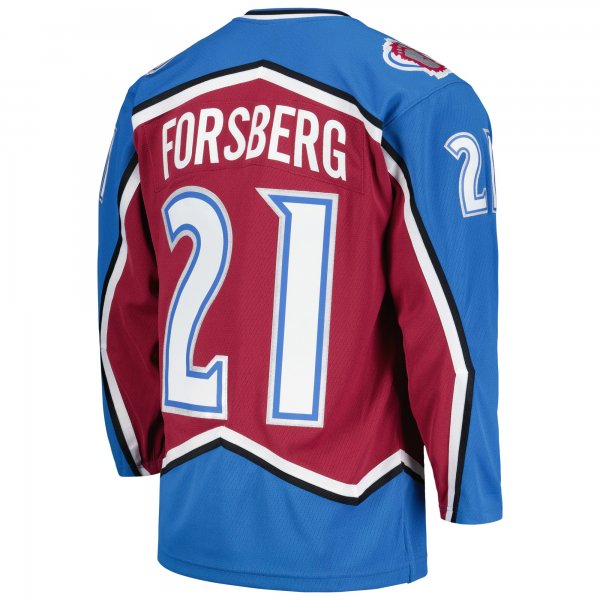 Men's Colorado Avalanche Peter Forsberg Mitchell & Ness Burgundy  1995/96 Blue Line Player Jersey