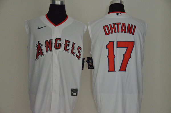 Men's Los Angeles Angels #17 Shohei Ohtani White 2020 Cool and Refreshing Sleeveless Fan Stitched MLB Nike Jersey