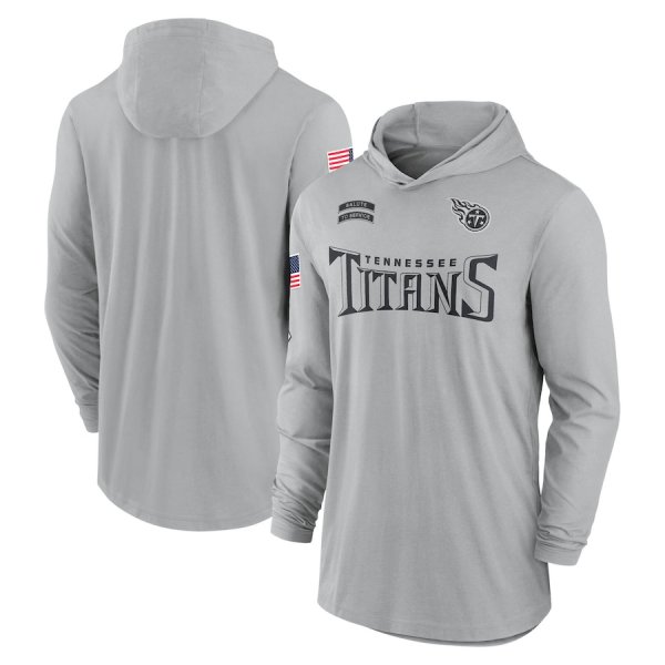 Men's Nike Gray Tennessee Titans 2024 Salute to Service Lightweight Performance Long Sleeve Hoodie T-Shirt