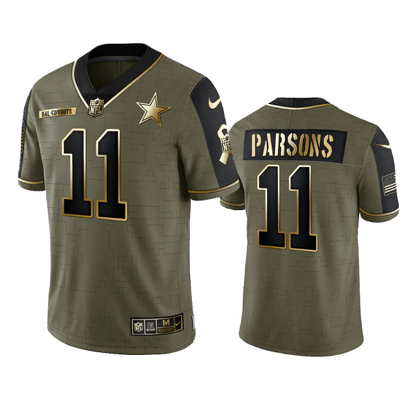 Dallas Cowboys Micah Parsons Olive Gold 2021 Salute To Service Men's Limited NFL Jersey