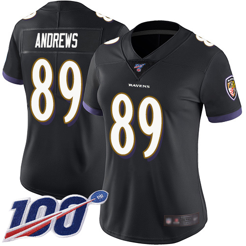 Women's Baltimore Ravens #89 Mark Andrews Black AlternateStitched NFL 100th Season Vapor Limited Jersey