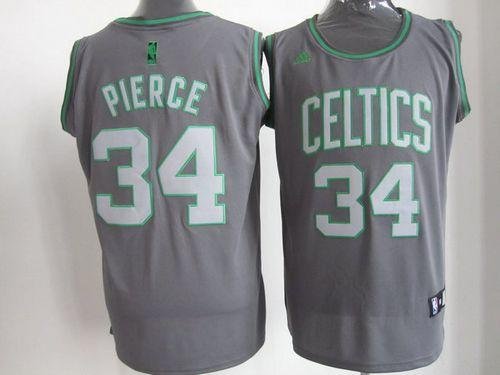 Men's Boston Celtics #34 Paul Pierce Grey Graystone Fashion Stitched NBA Jersey