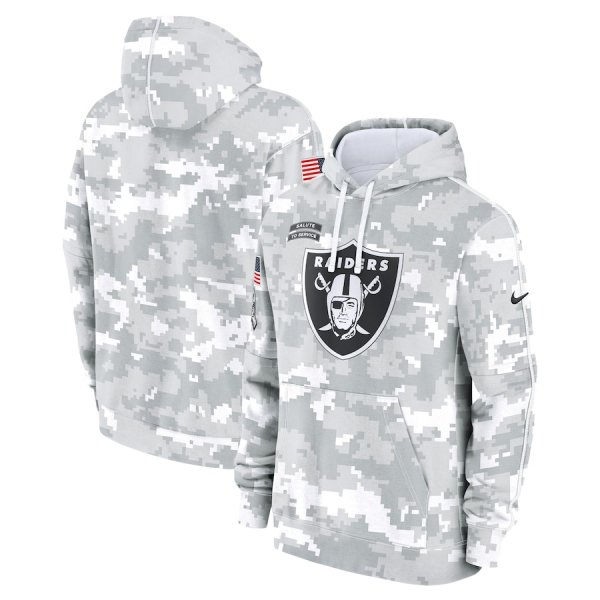 Youth Nike Arctic Camo Las Vegas Raiders 2024 Salute To Service Club Fleece Pullover Hoodie