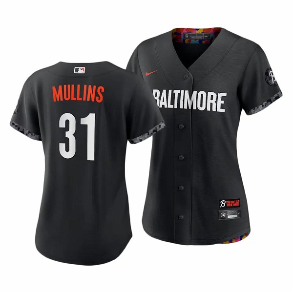 Women's Baltimore Orioles #31 Cedric Mullins 2023 City Connect Black Cool Base Jersey