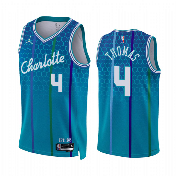 Men's NBA Charlotte Hornets Isaiah Thomas #4 2022-23 City Edition Blue Jersey