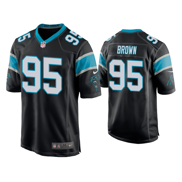 Men's #95 Derrick Brown Carolina Panthers Black 2020 NFL Draft Game Jersey