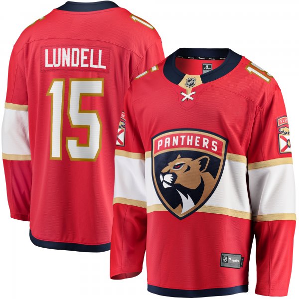 Men's Florida Panthers Anton Lundell Fanatics Red Home Breakaway Player Jersey