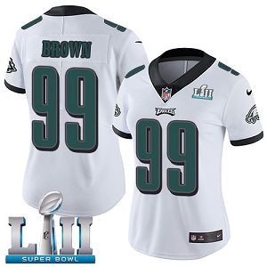 Women's Nike NFL Philadelphia Eagles #99 Jerome Brown Limited Road White Vapor Untouchable Super Bowl LII Jersey