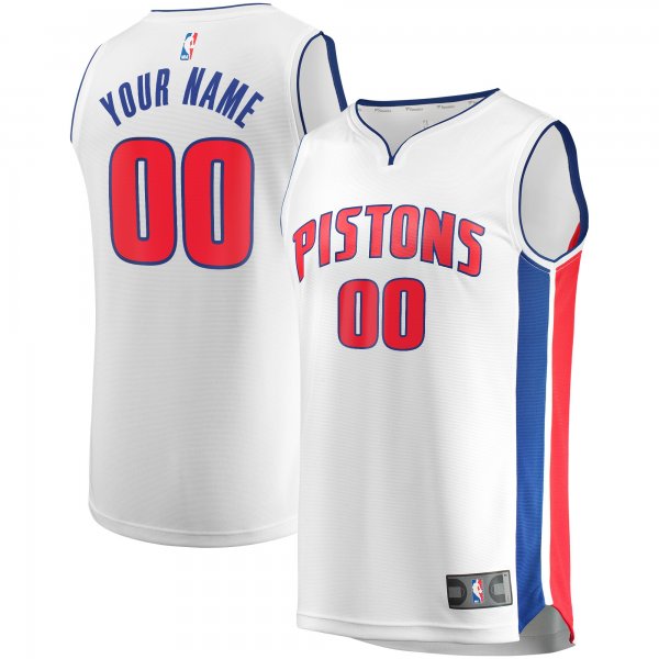 Men's Detroit Pistons Fanatics White Fast Break Custom Replica Jersey - Association Edition