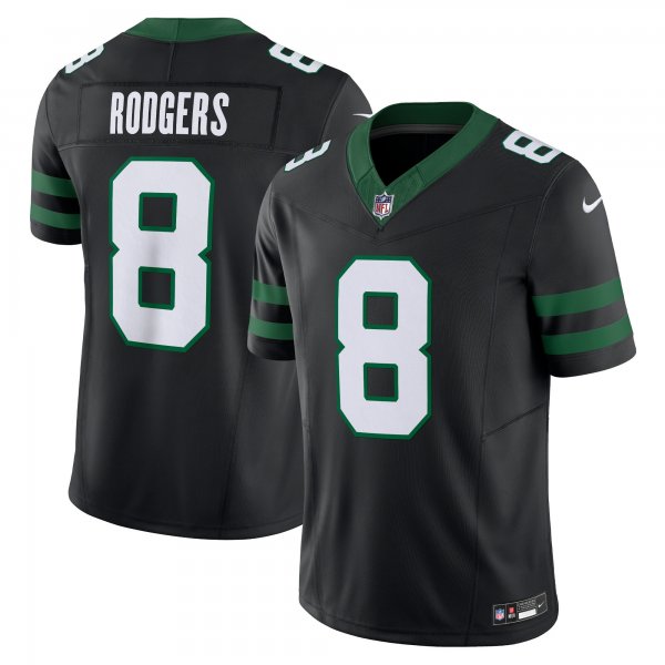 Men's New York Jets #8 Aaron Rodgers Nike Legacy Black Alternate Vapor F.U.S.E. Limited Jersey