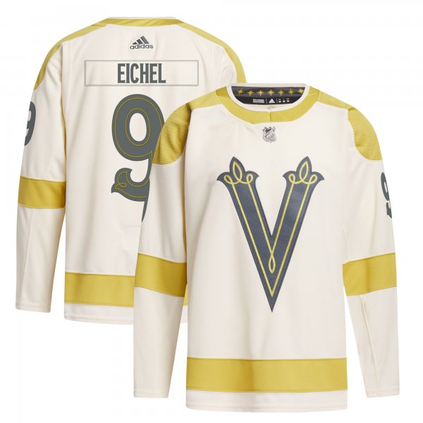 Men's Vegas Golden Knights #9 Jack Eichel adidas Cream 2024 NHL Winter Classic Primegreen Player Jersey