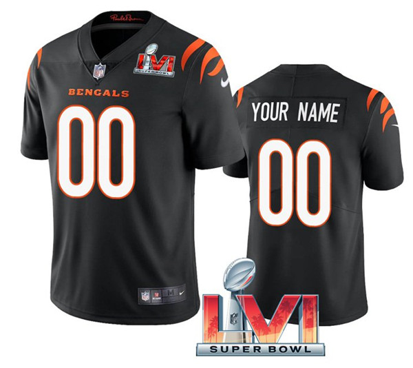 Men's Cincinnati Bengals ACTIVE PLAYER Custom Black 2022 Super Bowl LVI Vapor Limited Stitched Jersey