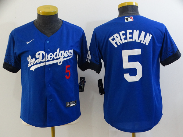 Youth Nike Los Angeles Dodgers #5 Freddie Freeman Royal City Connect Stitched MLB Jersey