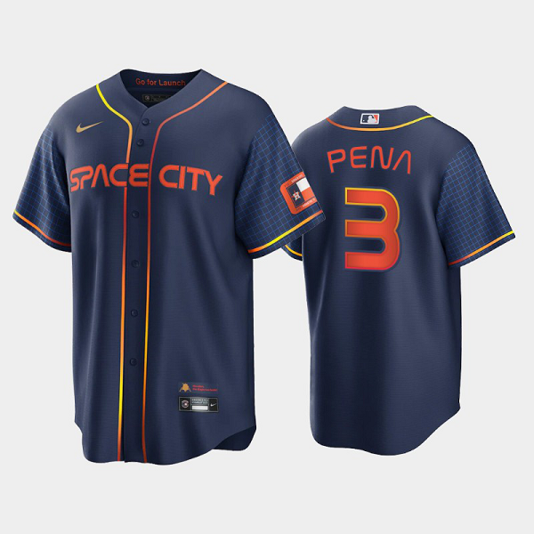 Men's 2022 City Connect Houston Astros #3 Jeremy Pena Cool Base Navy MLB Jersey