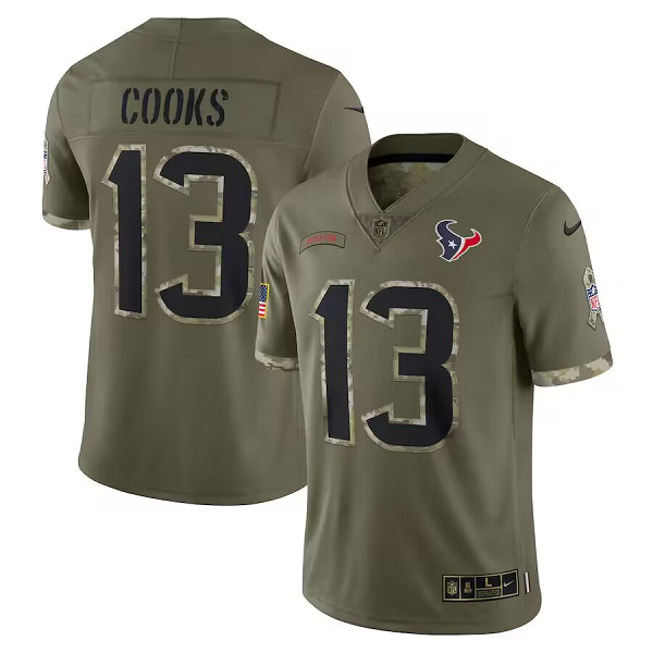 Men's Houston Texans #13 Brandin Cooks Nike Olive 2022 Salute To Service Limited NFL Jersey