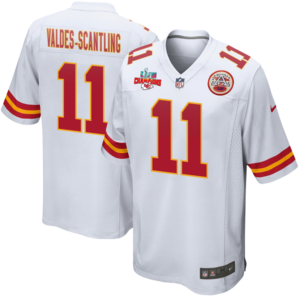 Marquez Valdes-Scantling #11 Kansas City Chiefs Super Bowl LVII Champions 3 Stars Men's Game White NFL Jersey