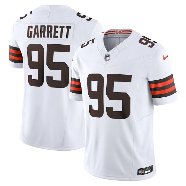 Men's Cleveland Browns #95 Myles Garrett Nike White Vapor F.U.S.E. Limited Jersey