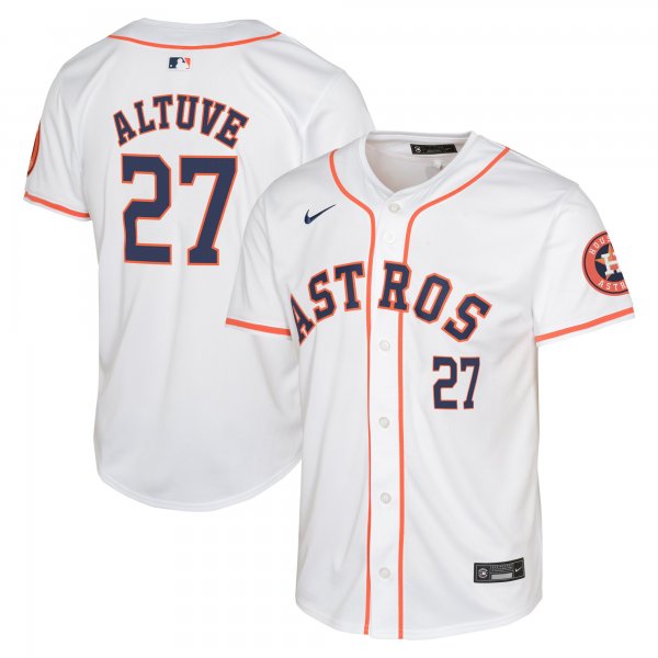 Youth Houston Astros #27 Jose Altuve Nike White Home Limited Player Jersey