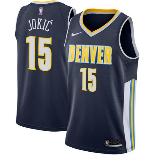 Men's Nike Denver Nuggets #15 Nikola Jokic Navy Swingman Icon Edition NBA Jersey