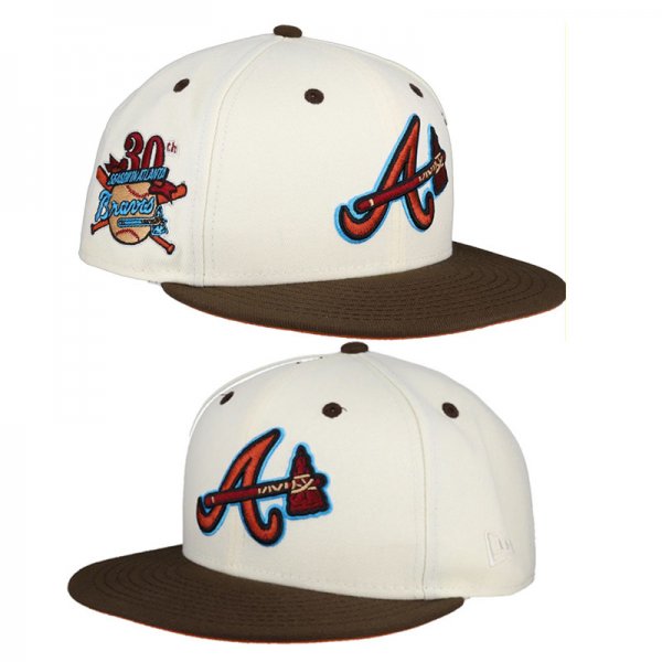 Atlanta Braves White And Brown Cap