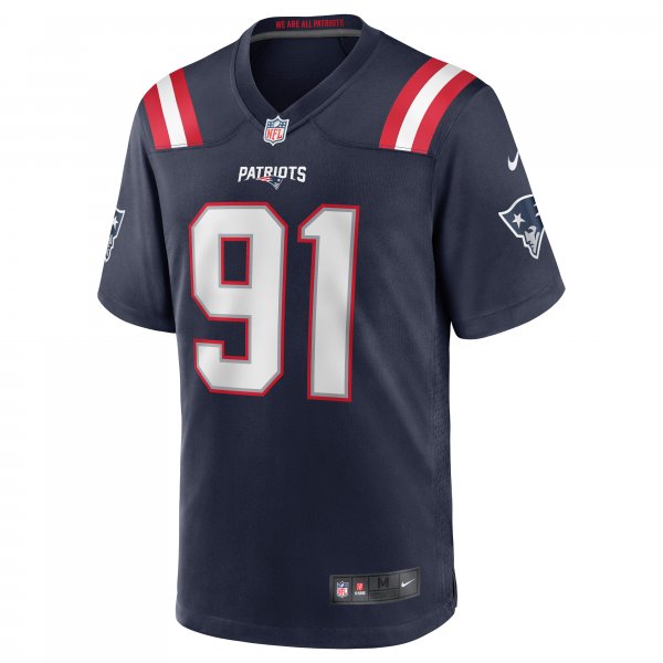 Men's New England Patriots Deatrich Wise Jr. Nike Navy Game Jersey