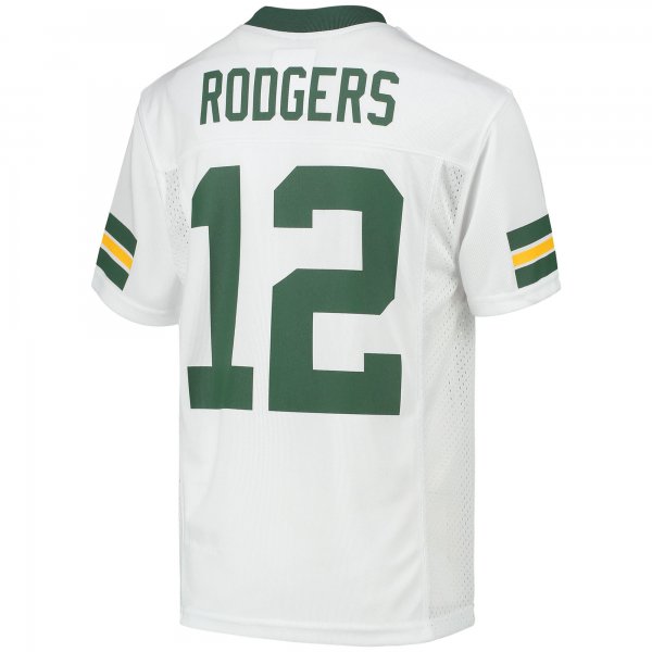 Youth Green Bay Packers Aaron Rodgers White Replica Player Jersey