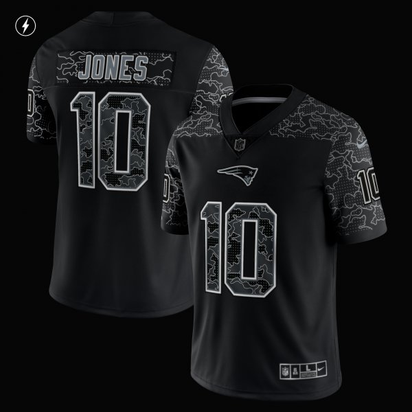 Men's New England Patriots Mac Jones Nike Black RFLCTV Limited Jersey