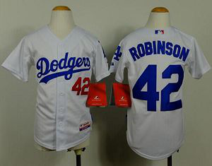 Los Angeles Dodgers #42 Jackie Robinson White Cool Base Stitched Youth MLB Jersey