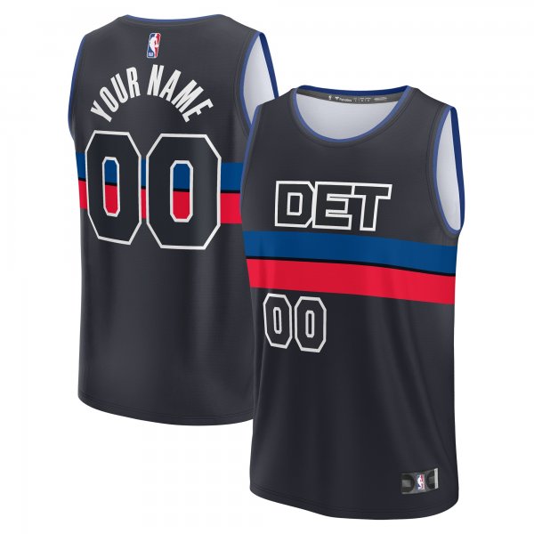 Youth Detroit Pistons  Fanatics Black Fast Break Replica Custom Jersey - Statement Edition