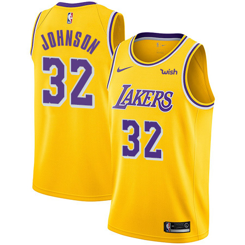 Men's Nike Los Angeles Lakers #32 Magic Johnson Swingman Gold NBA LIcon Edition NBA Jersey