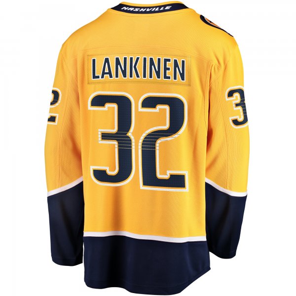 Men's Nashville Predators Kevin Lankinen Fanatics Gold Home Breakaway Player Jersey