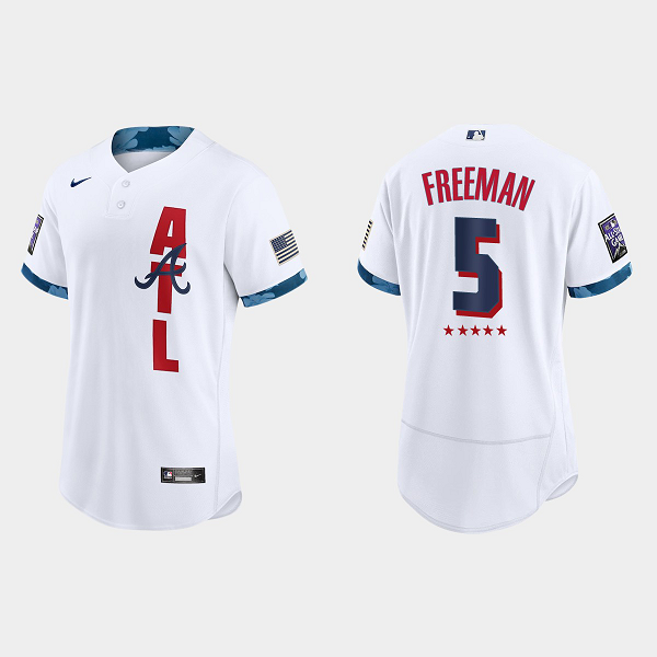 Men's Men's Atlanta Braves #5 Freddie Freeman White 2021 MLB All-Star Game Jersey