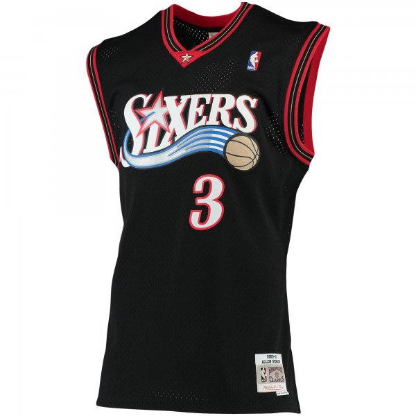 Men's Philadelphia 76ers Allen Iverson Mitchell & Ness Black 2000/01 Big & Tall Hardwood Classics Swingman Jersey