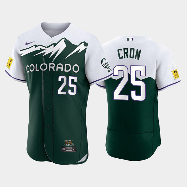 Men's Colorado Rockies #25 C.J.Cron 2022 City Connect Green MLB Jersey