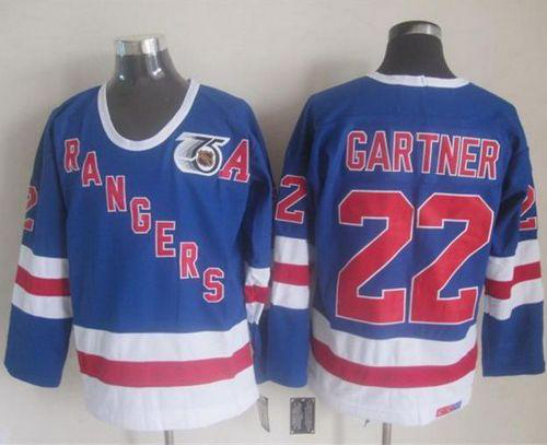 New York Rangers #22 Mike Gartner Blue CCM 75TH Stitched NHL Jersey