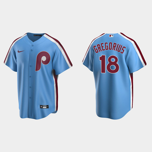 Men's Philadelphia Phillies #18 Didi Gregorius Light Blue Cooperstown Collection Road MLB Jersey