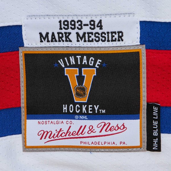 Men's New York Rangers Mark Messier Mitchell & Ness Blue Big & Tall 1993 Captain Patch Blue Line Player Jersey